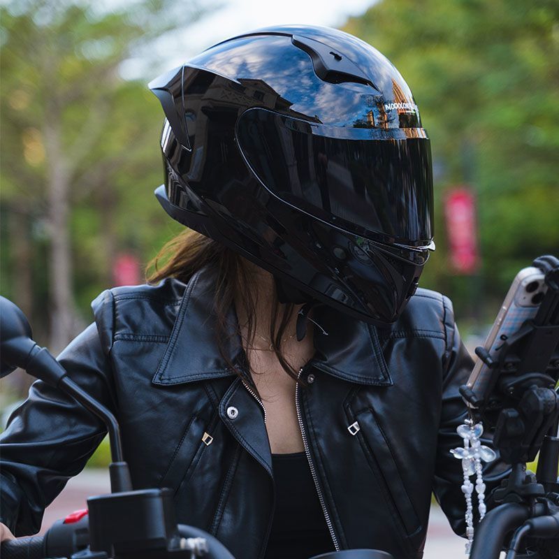 Motorcycle Full-Face Helmet for Men, 3C Certified, Racing Style, All-Season Universal, Personalized Motorcycle Riding Full-Cover Warm Helmet for Women