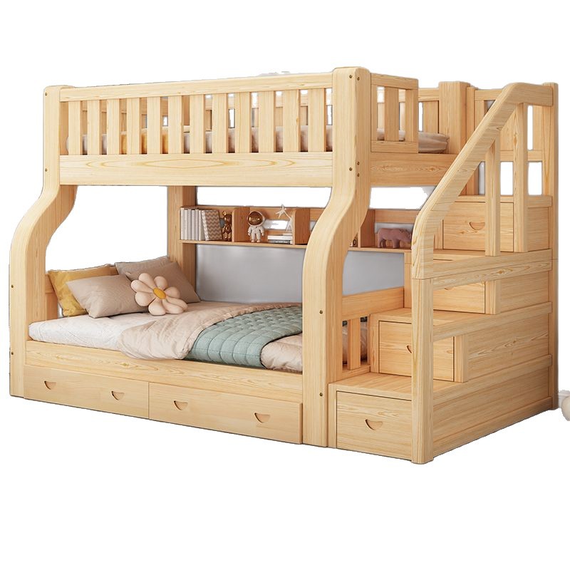 Cama superior e inferior cama de doble capa multifuncional de doble capa de madera sólida de altura baja cama de niños de doble capa cama de madera para adultos