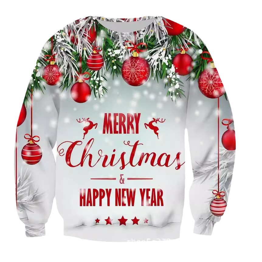 Men's Reindeer 3D Printed Men's Sweatshirt, Loose Round Neck Casual Sweatshirt_voghion.com