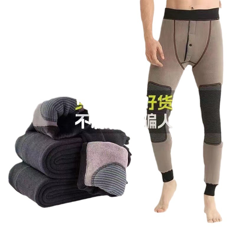 남성용 동북 하이웨이스트 겨울용 밀착 면 바지와 중년 및 노년층 대형 벨벳 바지를 위한 벨벳 및 두꺼운 양고기 벨벳 따뜻한 바지