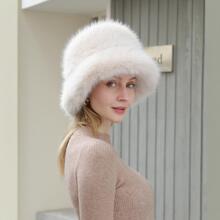 跨境仿狐狸毛皮草秋冬保暖盆帽护耳欧美时尚渔夫帽潮流女户外帽子