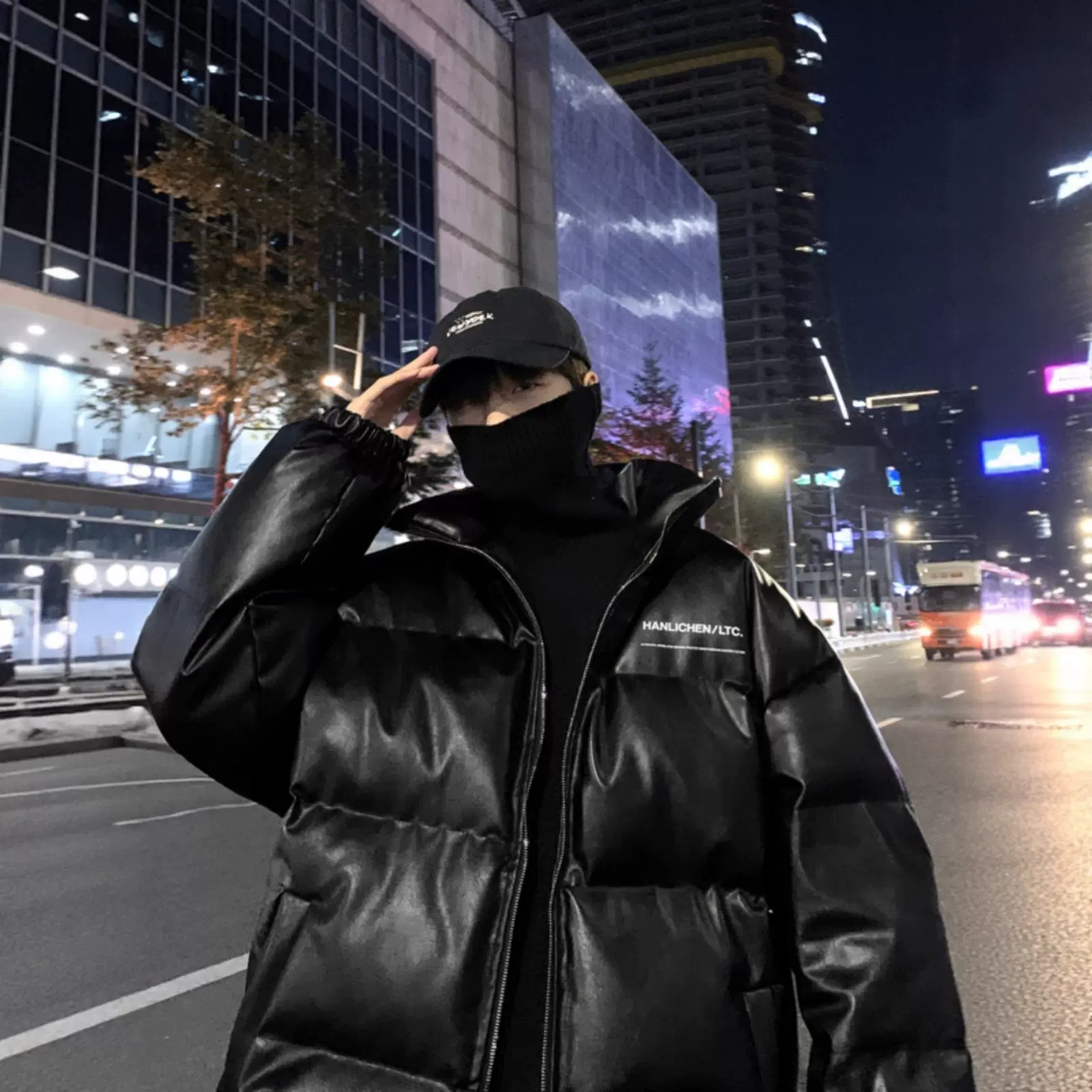 冬装情侣立领羽绒服PU皮衣加厚保暖面包服宽松羽绒棉袄子外套男女