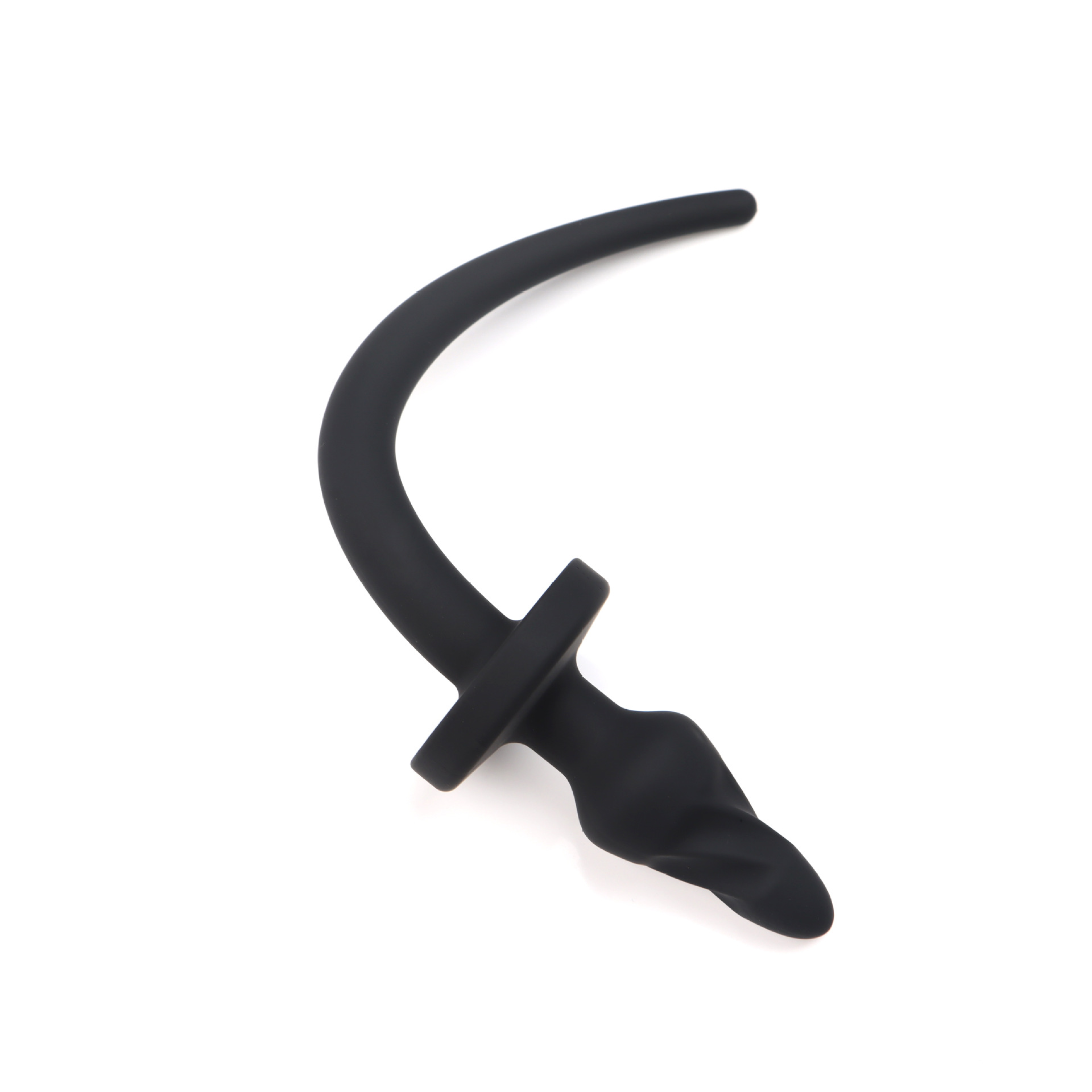 Threaded Dog Tail Silicone Anal Plug with Beaded Tail, Black, 82 g — detail image 6