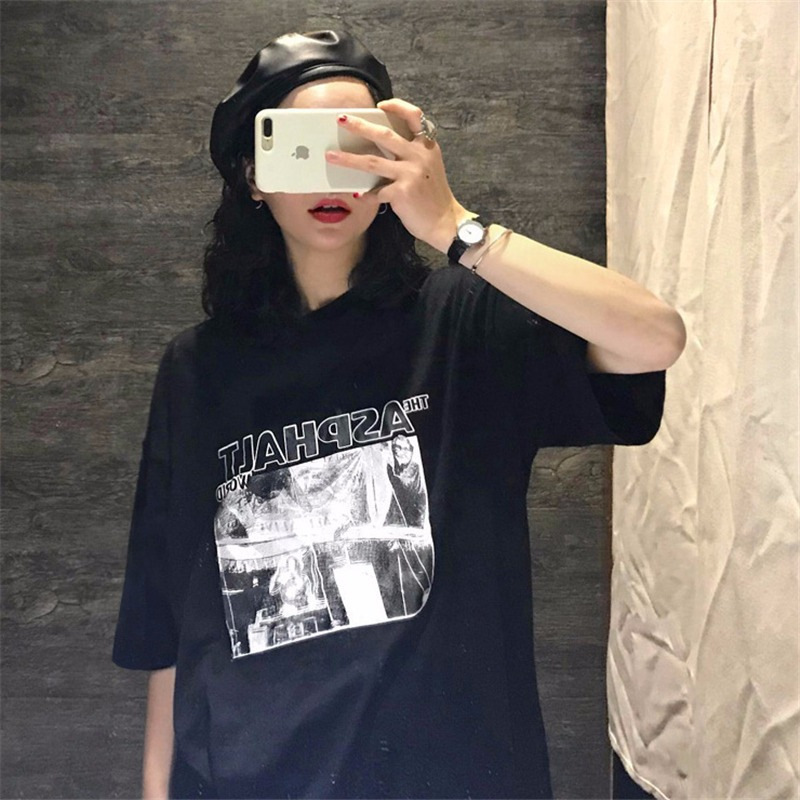 美式古着短袖t恤女2025新款宽松韩版潮ins原宿风bf怪味半袖上衣服