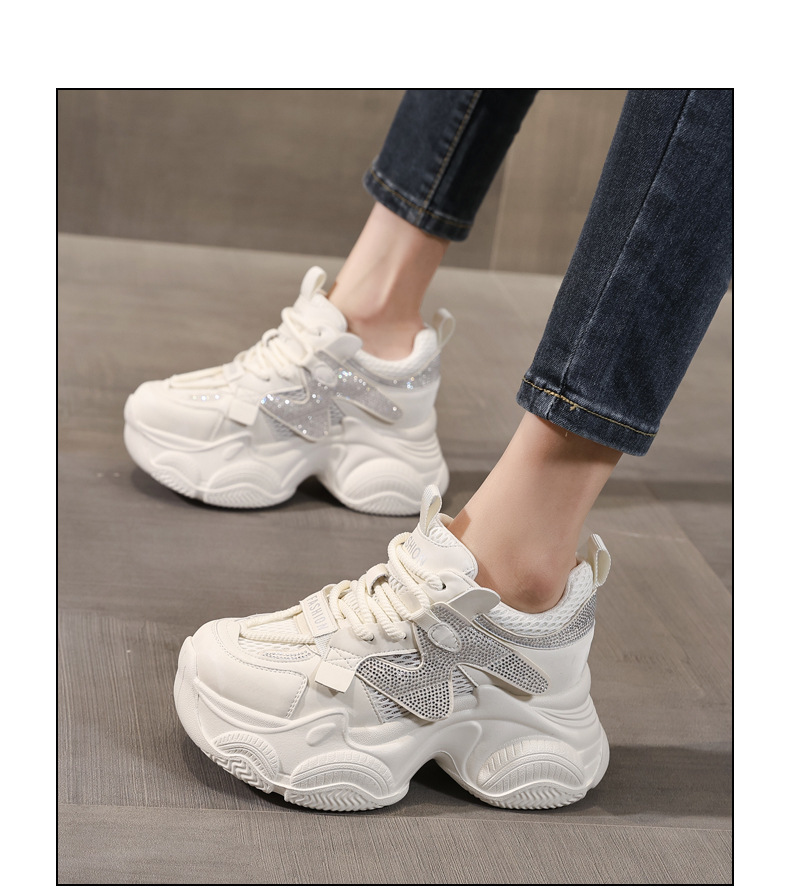Giày sneaker nữ đế dày tăng chiều cao lưới thoáng khí — màu be chi tiết 15
