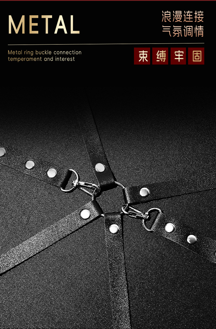SM Flirting Restraint Set with Handcuffs, PU Leather and Metal, Black — detail image 22