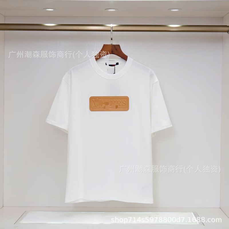 现货跨境奢潮驴家高品质L满印字母短袖外贸经典款圆领男女宽松T恤|undefined