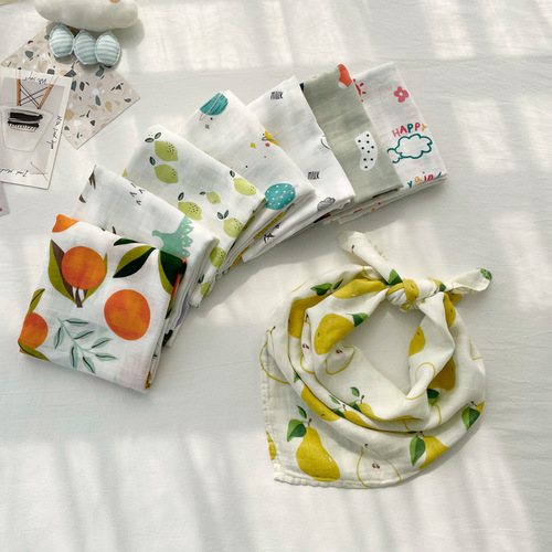60*60cm baby products, baby square towel, gauze saliva pocket, bamboo cotton type A bib, baby saliva towel