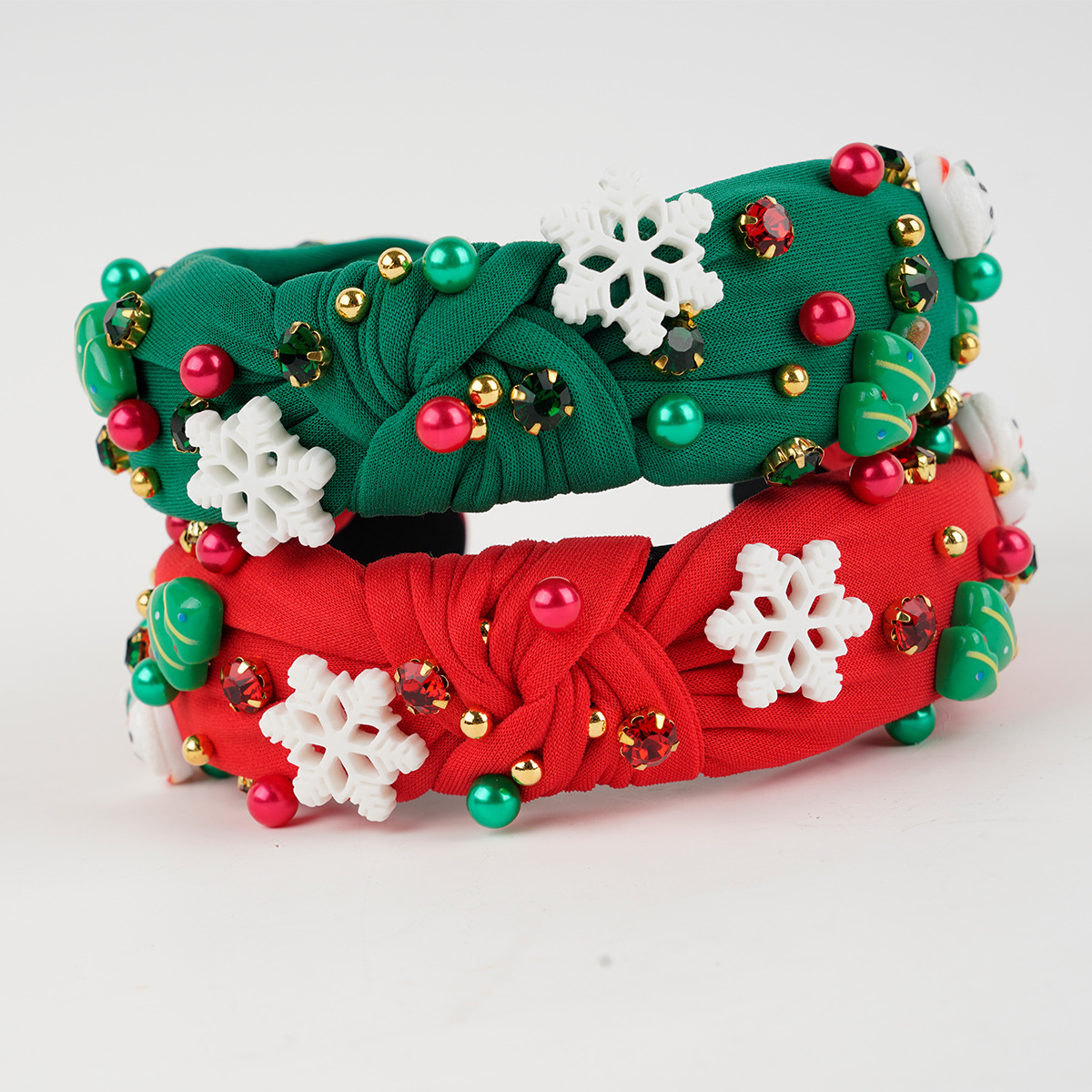 Kerst haarband met knoop versierd met strass en parels_voghion.com
