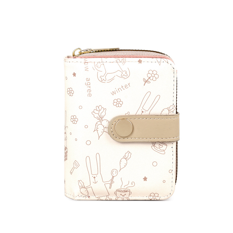 Simples y lindos gatitos de estilo japonés damas hebilla cambio de mano con bolso corto multifuncional para mujeres