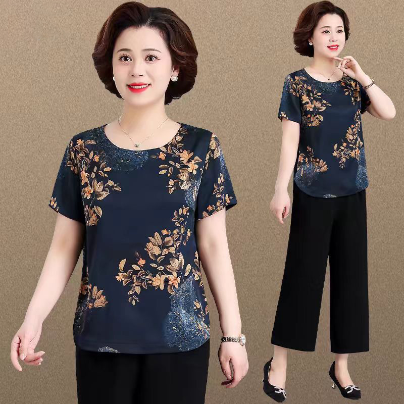 High-End Mom Summer Short-Sleeved T-Shirt for Women 2025 New Style Middle-Aged Mother Fashionable Small Shirt Noble Women's Tops