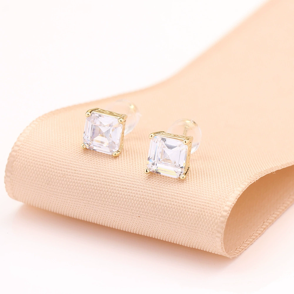 Classic square earrings solar-powered, silver needle, gold and silver, silver 925 sample