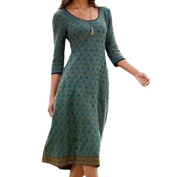 Amazon Cross-border Women's Round Neck Dress