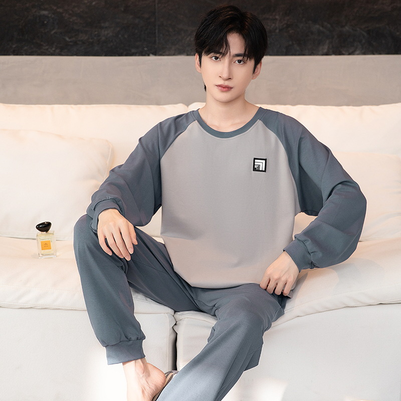 Pijamas de hombre otoño y invierno algodón de manga larga estudiantes juveniles nuevo suelto conjunto de ropa de hogar grande