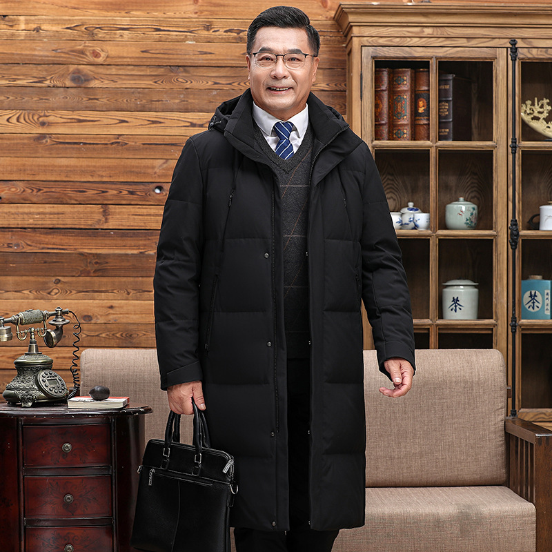 De mediana edad y ancianos abajo chaqueta de los hombres de largo engrosada 2023 ropa de invierno más tamaño viejo padre papá pato abajo abrigo caliente