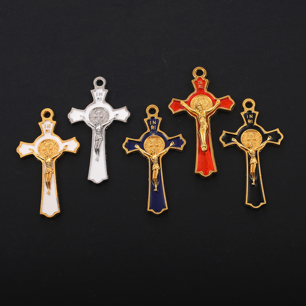 Cruces de metal collar pulsera accesorios DIY esmalte rosario colgante colgante adornos N venta caliente