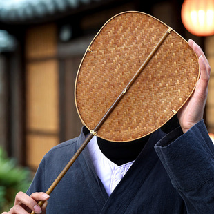 手工竹编扇子禅意竹团扇青篦扇麈尾扇蒲扇纳凉便携古风扇汉服夏季-阿里巴巴