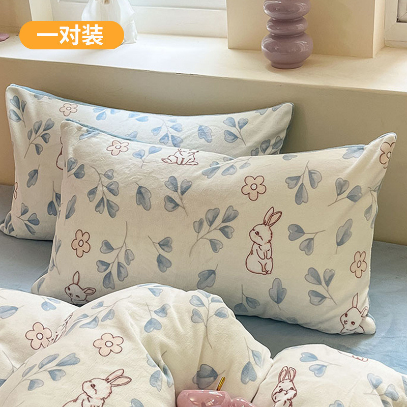 Funda de almohada de terciopelo de leche de invierno, un par de fundas de almohada de terciopelo de coral grueso, una sola funda de revestimiento de núcleo de almohada para niños 48x74 2
