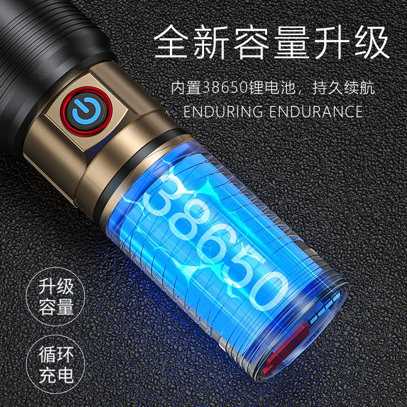 Nueva linterna transfronteriza luz fuerte láser blanco de larga duración linterna portátil al aire libre de alta potencia