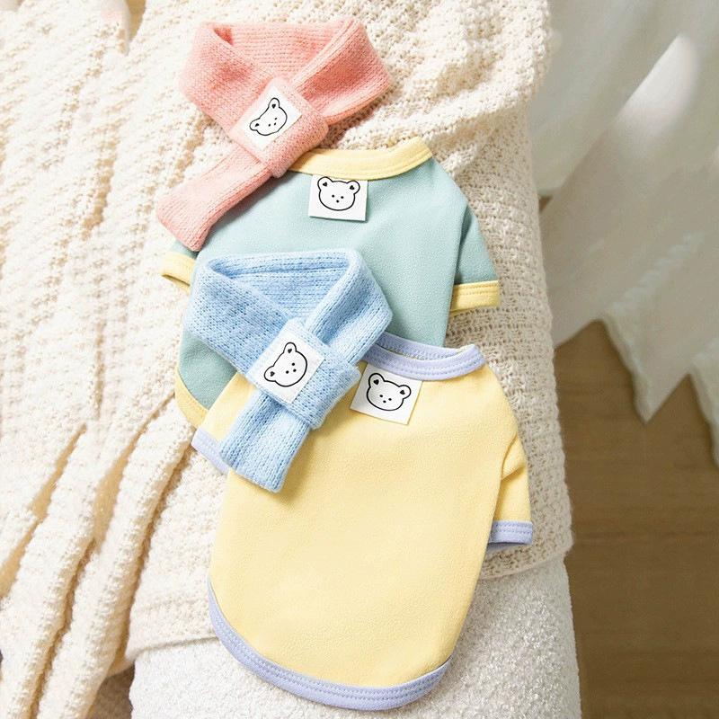 Собака осенний и зимний макаронный шарф с шнуровкой из двух частей