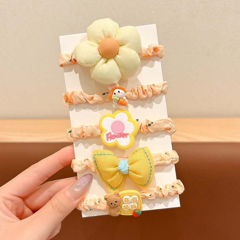 Otoño y invierno niños leche de café flor cabello anillo de cabello chica lindo cabello de cabello de alta elasticidad elástico