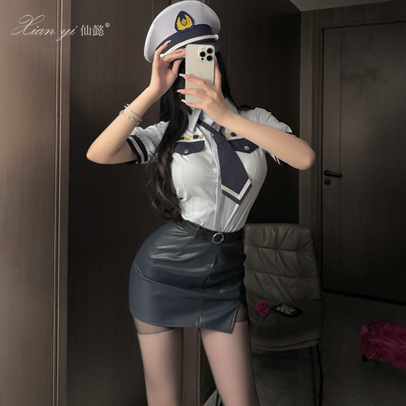 Xianyi Sex Underwear Pure Wants to Package Hip Stewardess Uniform plus size Tempts Female Police Sexy suit Nightclub Clothes 598