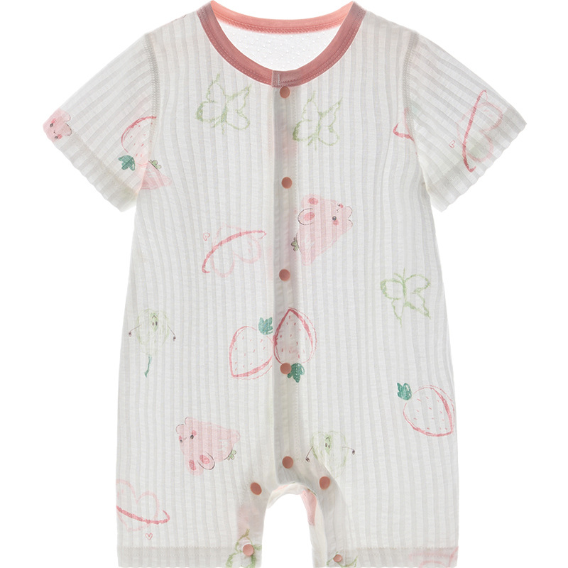 Ropa de bebé de una pieza, ropa de verano para recién nacidos, hombres y mujeres, algodón de manga corta, mampara transpirable, ropa de verano para bebés
