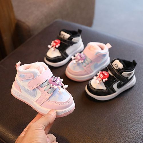 Baby sports shoes sneakers winter plus velvet 0-3 years old 1 soft sole non-slip children's second cotton shoes toddler shoes boys and girls shoes