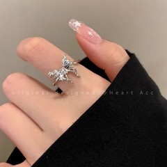 Irregular three-dimensional butterfly open ring women's niche design adjustable index finger ring cool style internet celebrity ring