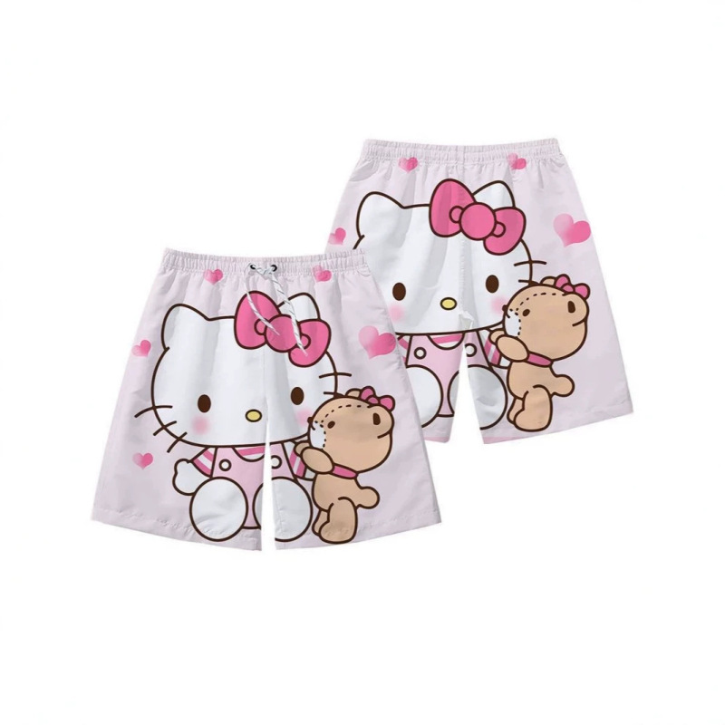 26 Hello Kitty 3D Printed Shorts for Women, Summer Thin Home Pants, Casual Sleep Pants, Cute Loose Slimming Shorts