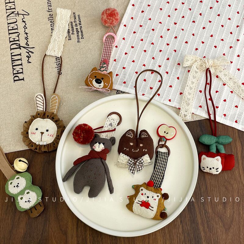 Korean Style New Cute Cartoon Bear Pendant Soft Cute Three-dimensional Fabric Small Animal Keychain Bag Hanging Accessories Korean Style New Cute Cartoon Bear Pendant Soft Cute Three-dimensional Fabric Small Animal Keychain Bag Hanging Accessories