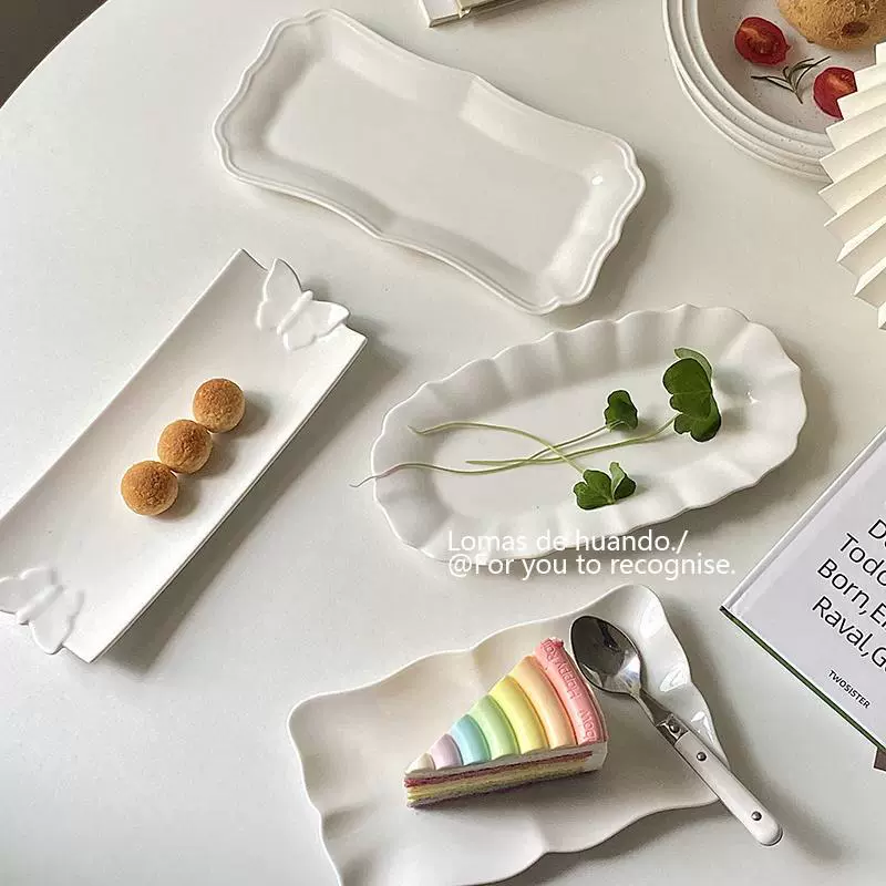 Ins простой и плавающий десертный тарелка в форме торта Sushi - стиль французский западная тарелка для завтрака овальная белая тарелка