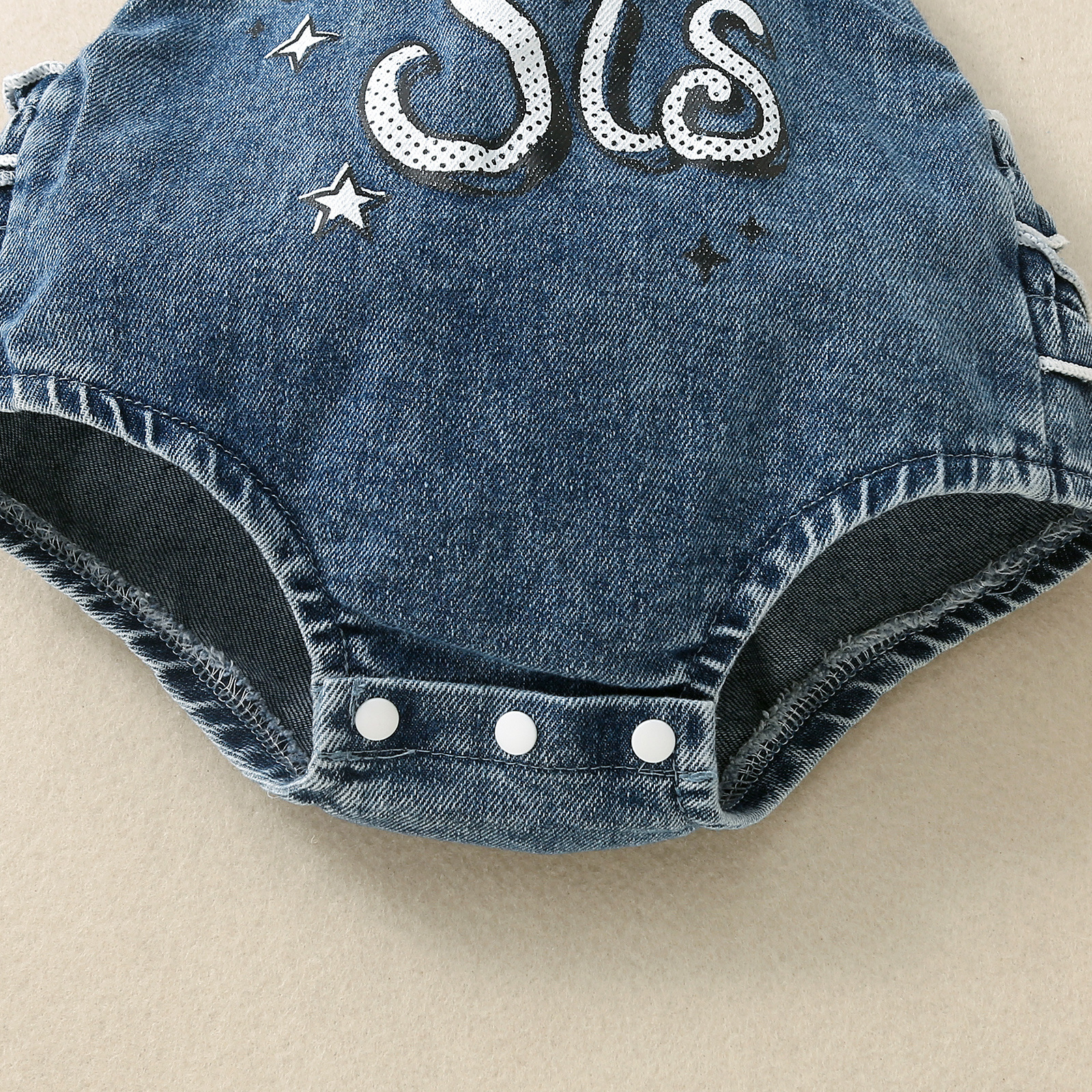 Taschino in denim da donna per neonati, stampato con lettere inglesi e set di foulard in due pezzi_voghion.com