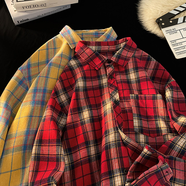 Japanese flannel demi-season trend retro shirt