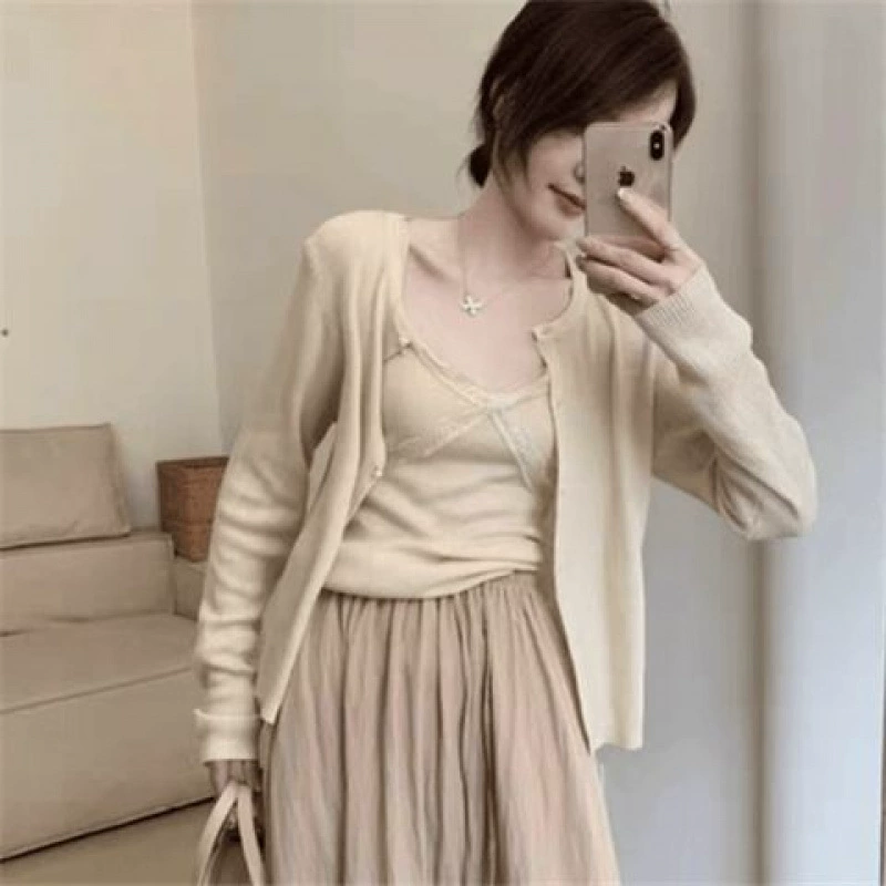 Футболка, кардиган, набор, летняя одежда, облегающий