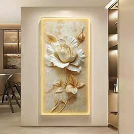牡丹花入户正对门玄关装饰画立体感走廊尽头挂画2025新款壁画高端