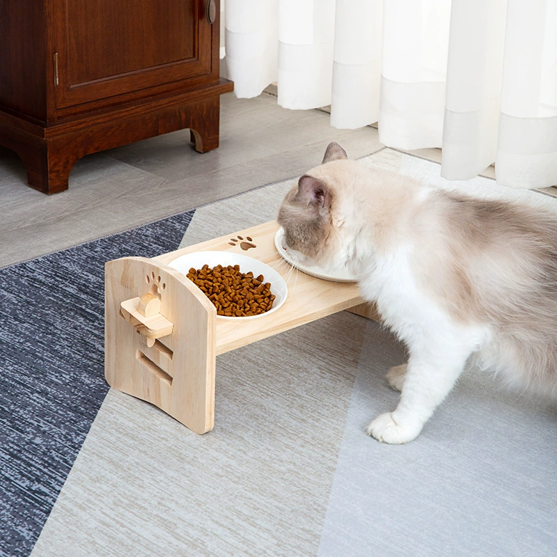 [狗碗m豆猫碗架不带碗小型犬可调节斜口保护颈椎双碗架防打翻幼猫]