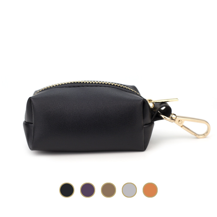 Bolsa para excrementos de mascotas Amazon con cremallera de cuero, bolsa portátil para guardar excrementos para perros.