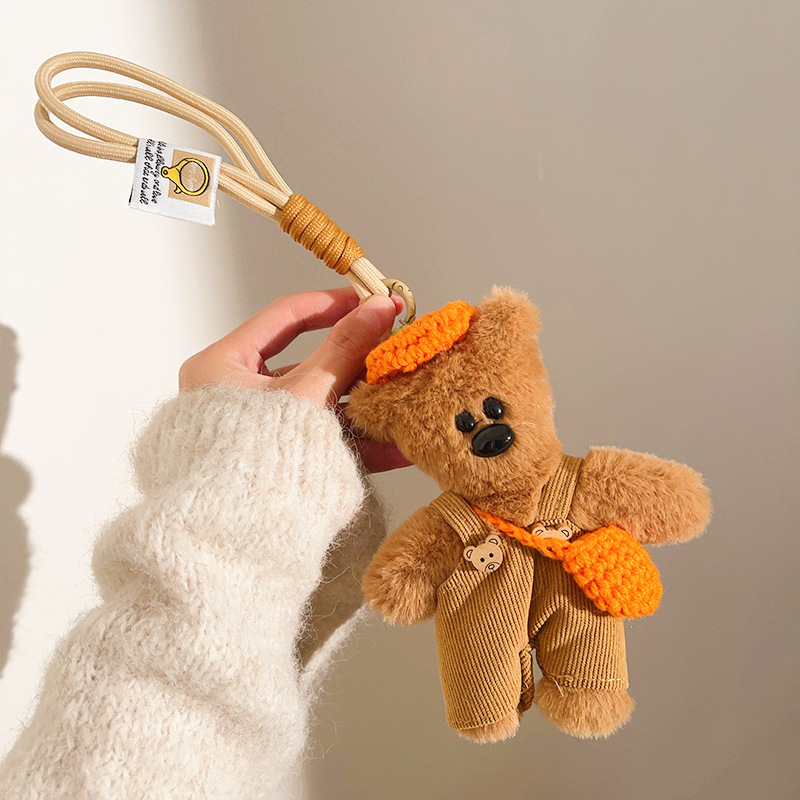 Peludo Bean Bear Keychain Colgante pareja de muñecas de amigos bolsos de teléfono móvil colgante colgante muñecas