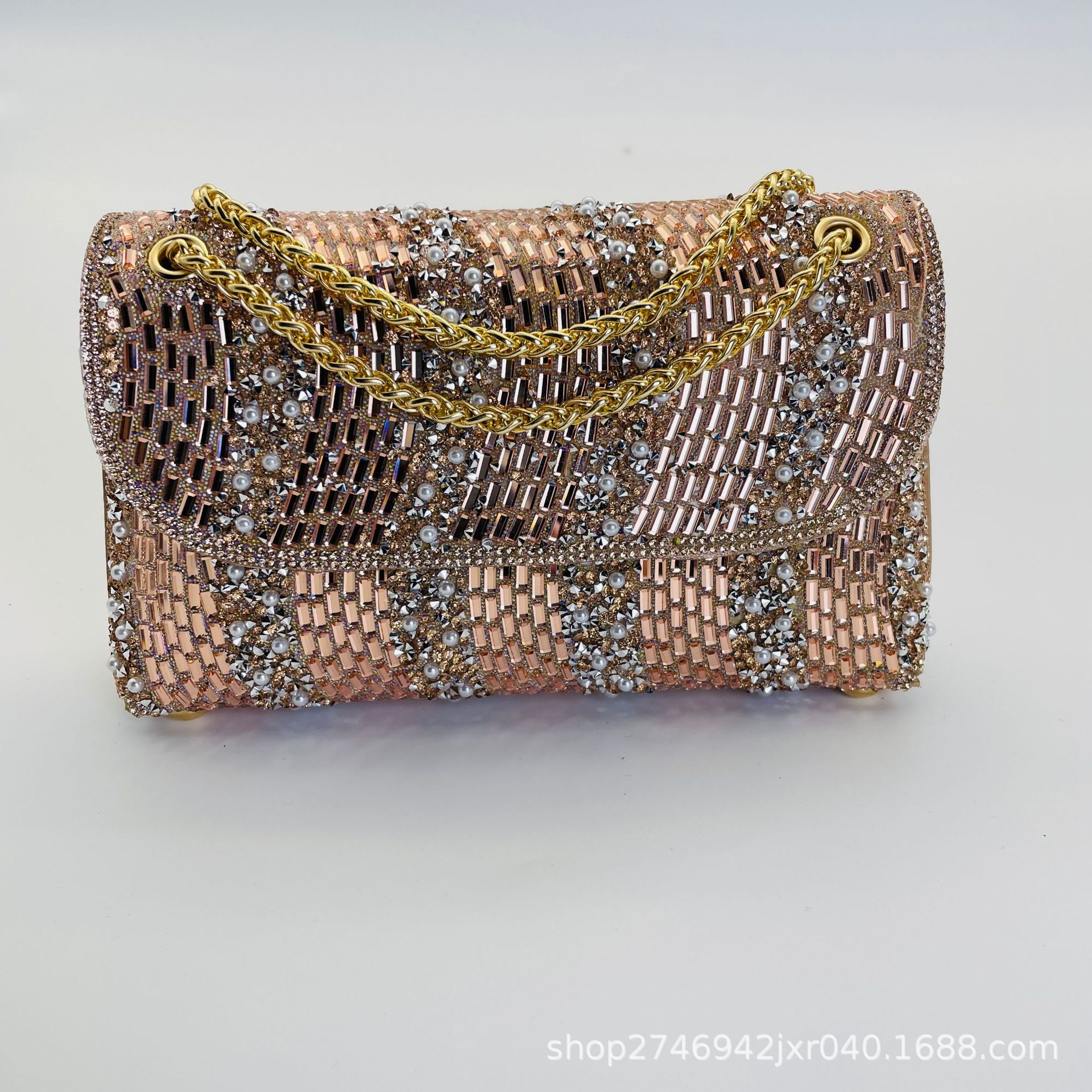 Cross-border Amazon Europe & US Fashion Rhinestone Banquet Bag, Diamond-Encrusted Clutch for Cheongsam, Evening Gowns, Weddings, and Parties - Thumbnail 8