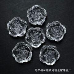 ブラジル天然ホワイトクリスタル彫刻大型スルーホールローズアクセサリーブレスレット手作り diy ジュエリーアクセサリー卸売