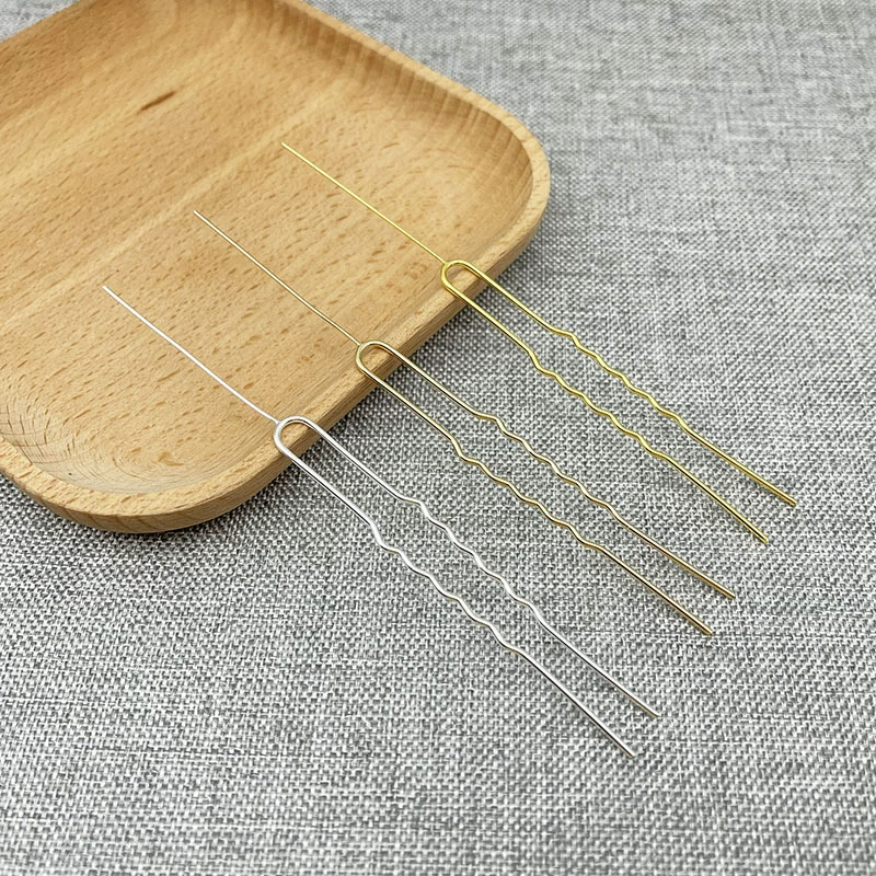 Все медные U-образные сварные иглы Маленькая шпилька для волос DIY Античный головной убор ханьфу Шпилька для волос Электрофорез Сохраняющая цвет шпилька Нианг Обертывание Цветок Аксессуары для волос Шпилька для края