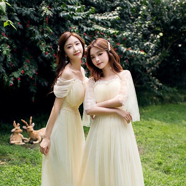 Champagne-Colored Sister Group Evening Dresses 2026 New Style Dresses for Women That Can Be Worn Daily with a High-End Feel, Suitable for Best Friends and Bridesmaids