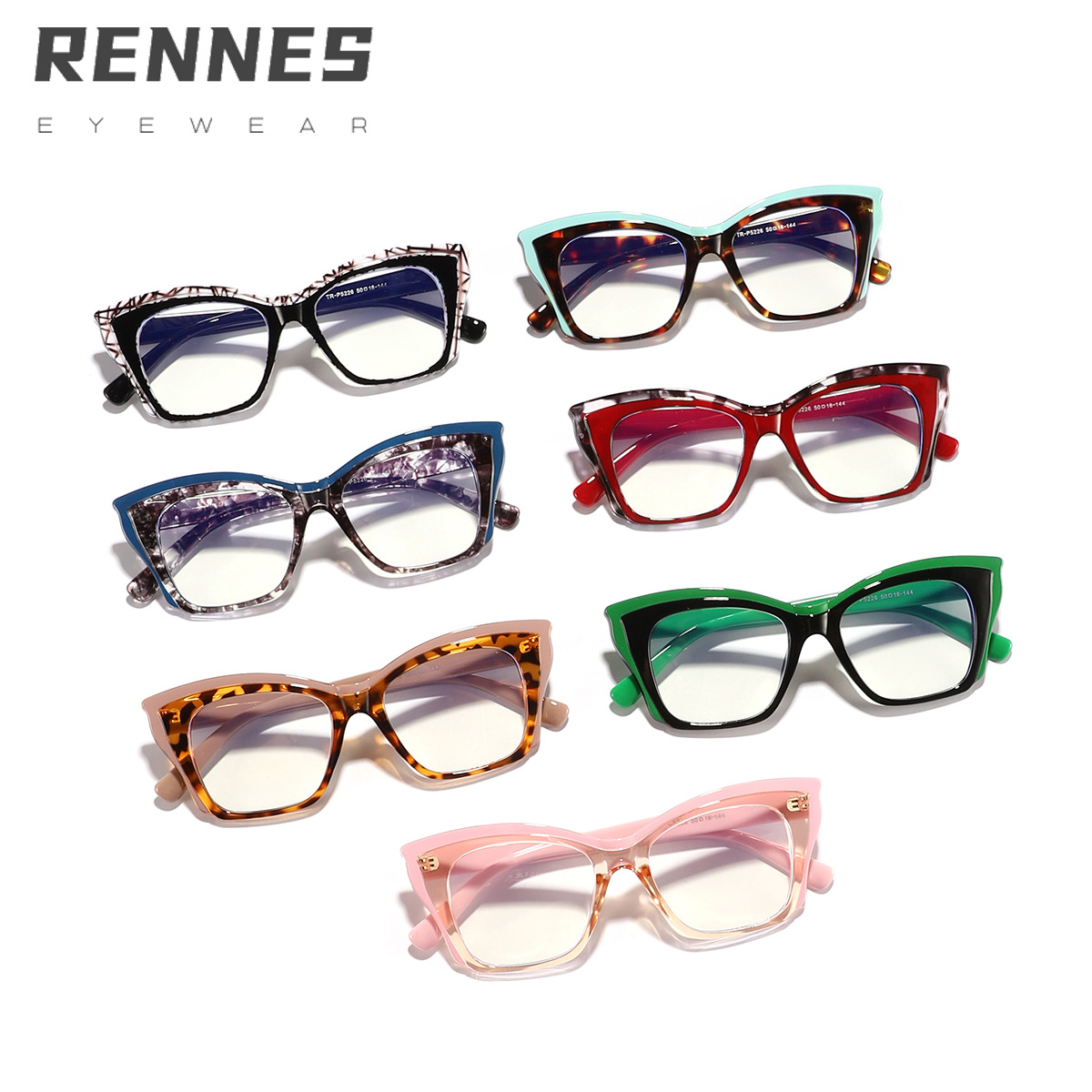 TR90 Bolsa de cercanías de moda europea y americana Flower Cat Eye Lentes planos anti-luz azul ins La moda se puede equipar con gafas de montura de miopía