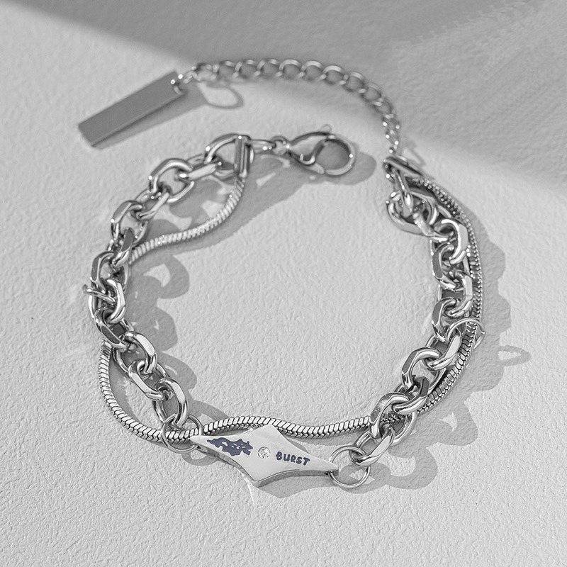 Titanium Steel Bracelet for Men, Lava, Cool Style, Accessible Luxury, High-End Sense, Girls' Hand Accessories, Hip-Hop, Versatile and Personalized Men's Jewelry