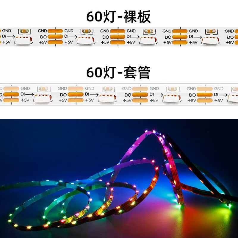 DC5v WS2812 боковая светоизлучающая фонарь с 4020 подсветкой медный держатель светодиодная мягкая лента 5 мм программируемый
