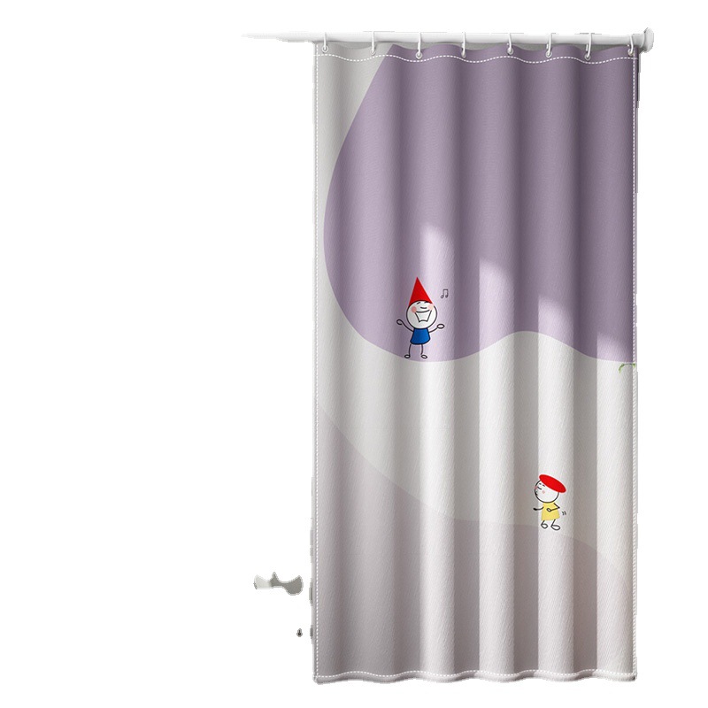 Cortina de ducha poliéster Amazon popular Impresión digital baño húmedo y seco partición impermeable