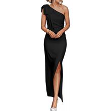 K 73903 One-shoulder ruffled slit dress б���ޱ߿���ȹ��