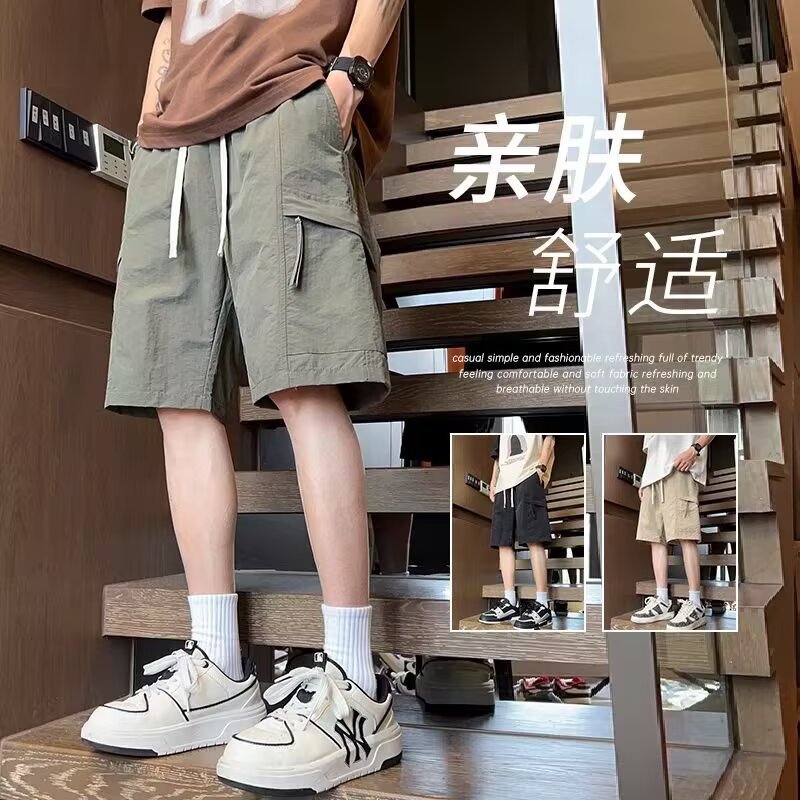 Cargo Shorts Men Summer Thin Pants Casual Loose Sports Versatile Knee-Length Shorts American Style Trendy Men's Mid-Length Shorts