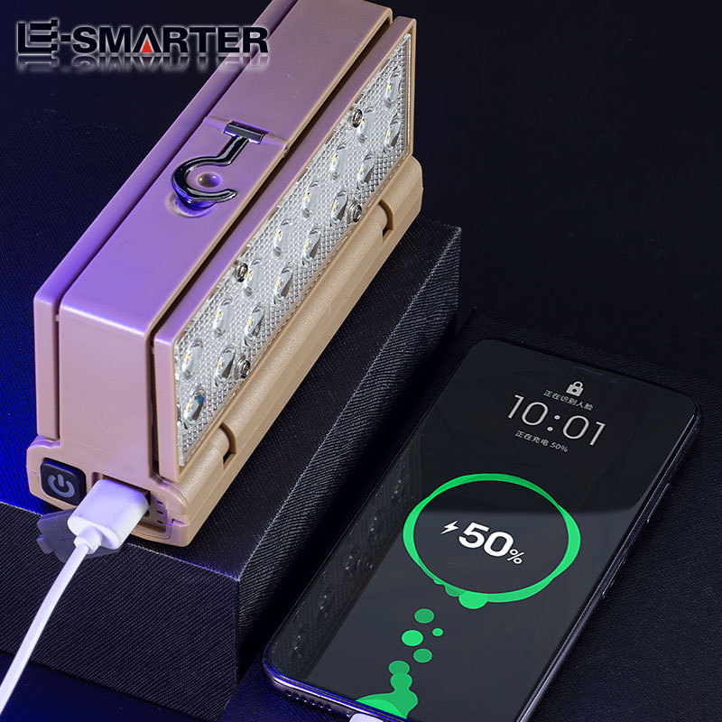 Transfronterizo portátil al aire libre camping luz solar banco de energía plegable luz lateral iluminación de emergencia carga camping Luz